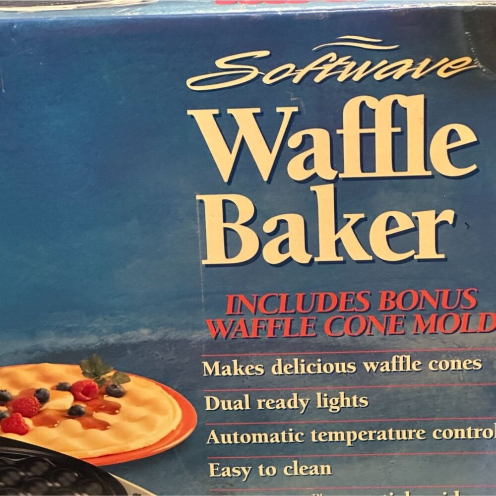 Maxim Waffle Baker Non Stick Cone Mold Temperature Control Breakfast Cookies NEW